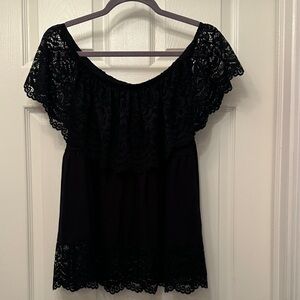 Torrid Black Lace Overlay Blouse Size 00